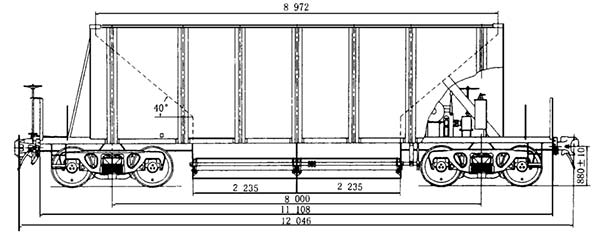 Design diagram of K13BK hopper wagon.