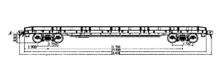 N30 railroad flat car design diagram
